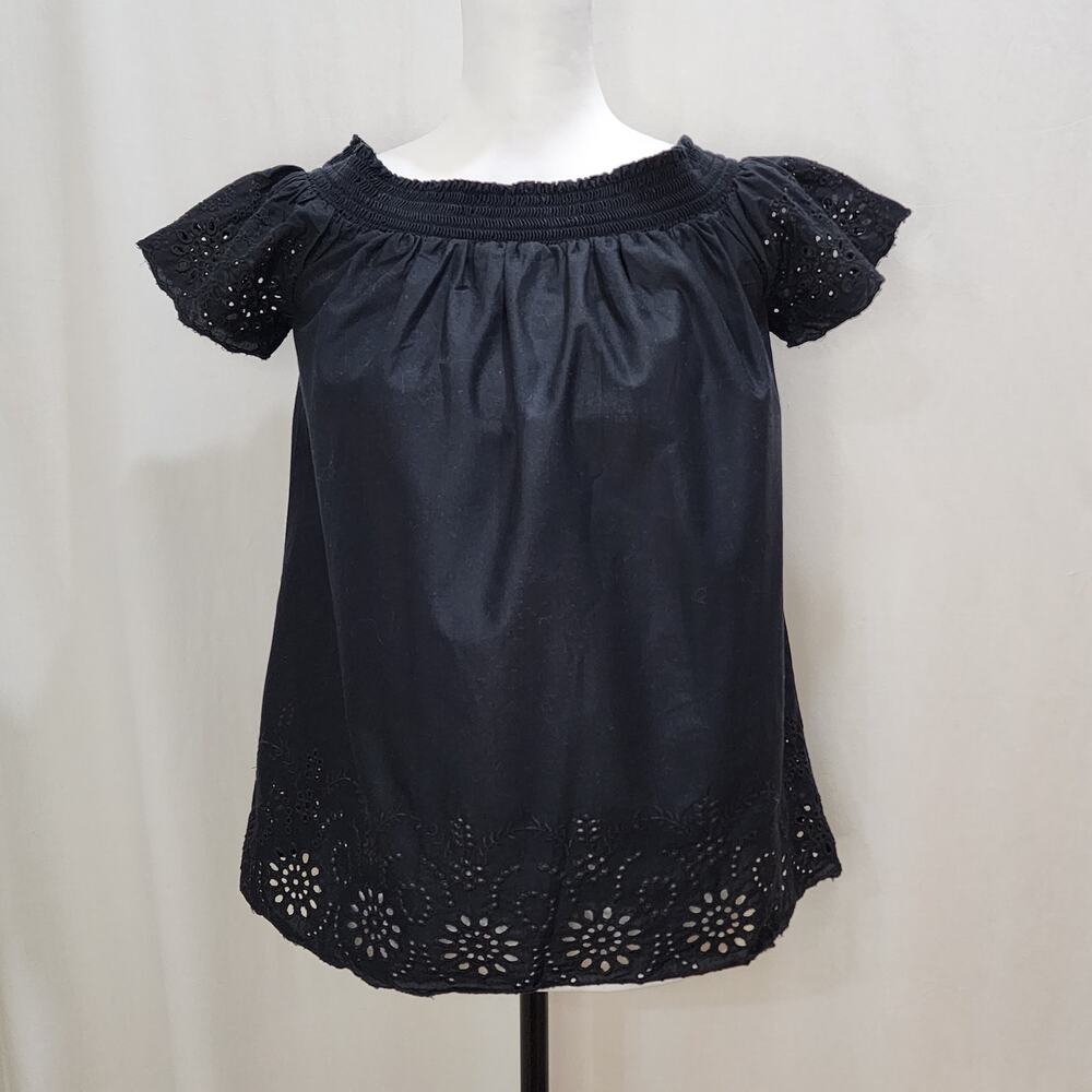 Old Navy Eyelet Off-the-Shoulder Festive Boho Black Blouse, Size Small - Picture 1 of 7